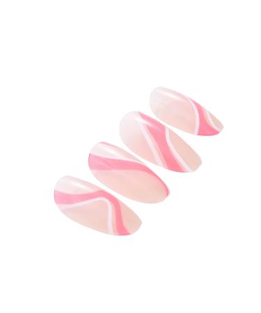 Vatocu Short Naked Pink French Artificial Nails - Wavy Lines Ballerina Acrylic Stick-On Nails for Women & Girls (24 Pieces) - International Shipping Available - Buy Online on GoSupps.com