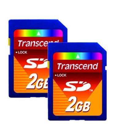 Lot of 2 Transcend 2GB SD Flash Memory Card TS2GSDC