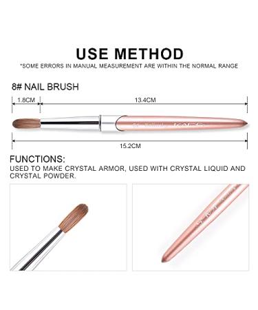 Kads 100% Kolinsky Sable Acrylic Brush | Round Head Ruffled Nail Art Brush (8#) - Perfect for Manicure & Acrylic Application - Buy Online on GoSupps.com