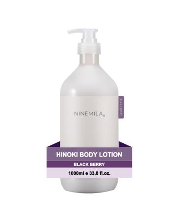 NINEMILA Pure Hinoki Body Lotion Black Berry Scent 1000ml (33.8 fl oz) Pump Shea Butter & Glycerin Jeju Hinoki Water 50 000ppm Vegan Daily Moisturizing Body Cream