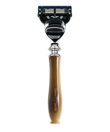 Edwin Jagger Chatsworth Chrome Handle & Stand Compatible With GIllete Fusion Cartridges (Imitaion Light Horn)