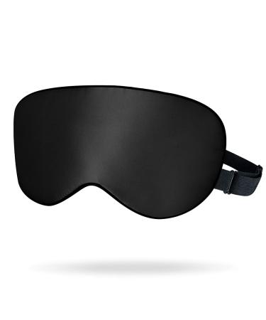 Olesilk adjustable silk sleep mask 100% mulberry lide eye mask for sleeping for women and men 1 piece black 1 piece (1 Pack) black