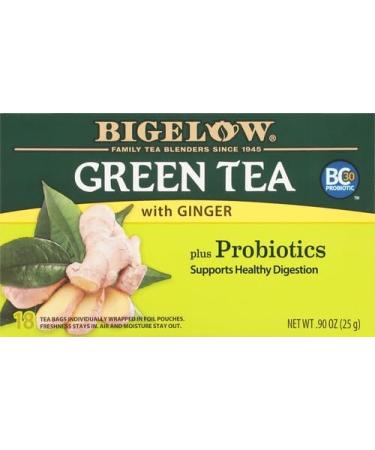 Bigelow Green Tea with Ginger Plus Probiotics 18 Tea Bags - Buy Online on GoSupps.com