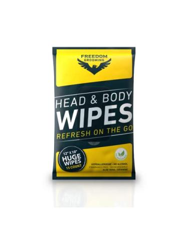 Head & Body Wipes - FREEDOM GROOMING now Freebird - Refreshing Bald Head Body & Facial Wipes for Men Cleansing Natural Gentle Unscented Adult Wipes 15 Count