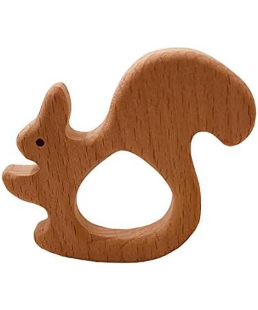 Wendysun 2pcs Cartoon Squirrel Wood Teether Set - Natural Beech Teething Toy for Babies - Buy Online on GoSupps.com