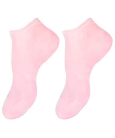 JECOMPRIS Silicone Moisturizing Socks Softening Dry Cracked Feet Rough for Calluses Spa Gel Socks Foot Care Pink
