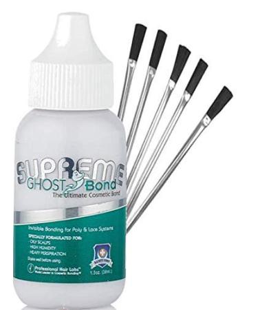 Pro Hair Labs - Ghostbond Ghost Supreme - Full Head Bond For Poly & Lace | Wig Glue Hair Adhesive Formulated For High Humidity Heavy Perspiration & Oily Scalps - 1.3oz + 5 Application Brushes