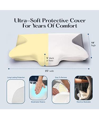 SUTERA Contour Memory Foam Pillow - Orthopedic Cervical Support for Neck, Shoulder and Back Pain Relief - Ergonomic Pillow for all Sleepers - Washable Cover Included - Buy Online on GoSupps.com