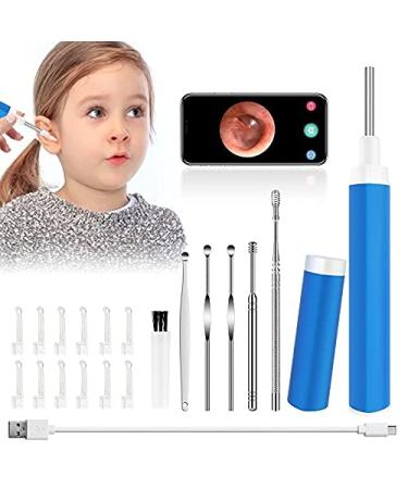 Ear Wax Removal Tool Camera: Homaisson Ear Wax Removal Endoscope Ear Cleaner with 3.9mm 1080P FHD Ear Otoscope and 6 LED Lights Ear Camera |16 pcs Ear Spoons for iPhone iPad Android Smart Phones Blue Ear Wax Remover