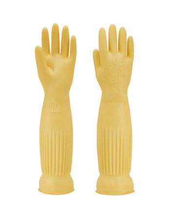 Cleaning gloves waterproof and oil-resistant rubber glove for kitchen cleaning clothing cleaning in the household dishwashing sinks indoor and outdoor cleaning pet care (yellow medium)