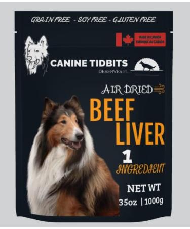 CanineTidbits Beef Liver Air Dried Dog Treats Bag I Single Ingredient 35 oz/ 1000g