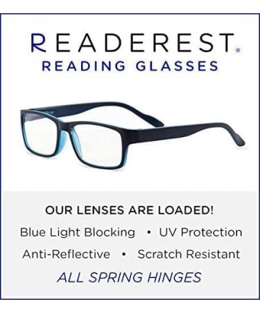 Readerest Blue Light Blocking Reading Glasses 2.25 Magnification | Computer Glasses for Men and Women | Anti Glare, Anti Eyestrain, UV Protection | Black/Blue 2.25x - Buy Online on GoSupps.com