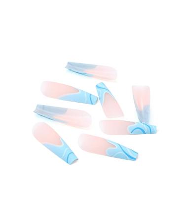 Brishow Long False Nails - Wave Press On Nails 24pcs for Women & Girls (Blue) - Trendy Artificial Nails for Easy Application & Stunning Look - Buy Online on GoSupps.com