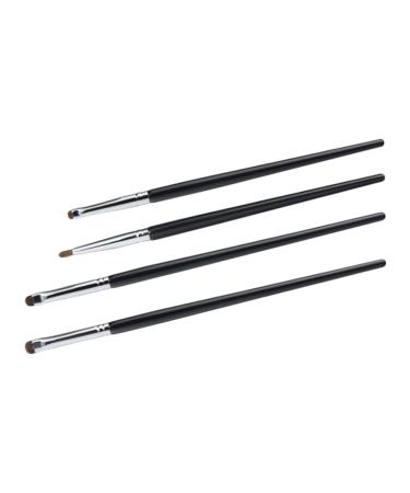 Outanaya 4pcs Eyeliner Brush Horse Hair Wooden Handle Black Eye Precision Brush