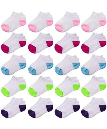 20 Pairs Toddler Kids Socks Half Cushion Low Cut Ankle Socks Boy Girl Athletic Socks Color a 2-4T