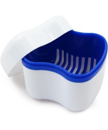 Buy Dental Third Teeth Storage Box - 2 Piece Prosthesis Cup with Filter Basket | Durable Orthodontic Dentures Organizer (White/Blue) - International Shipping Available - Buy Online on GoSupps.com