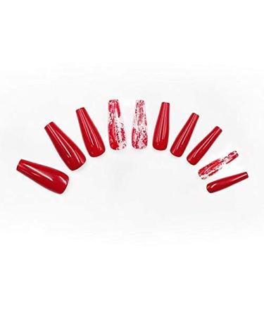 ALLKEM Burnt Red Ballerina Nails - Extra Long Coffin Press-On Acrylic Nails | 20 pcs, 10 Sizes - Buy Online on GoSupps.com