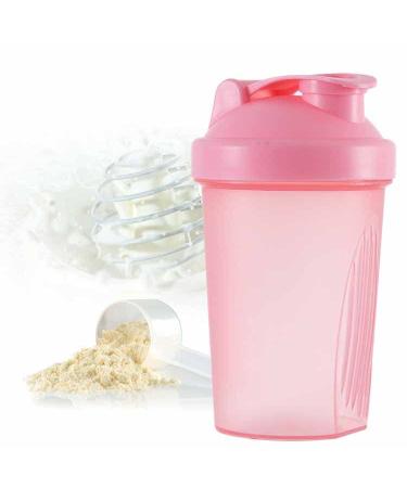 400ml Protein Shaker Bottle Shaker Cups Mixer BPA Free Gym Shaker Bottle Leakproof Mini Water Bottle With Steel Mixing Ball for Fitness Sports and Travel for Men and Women - Pink