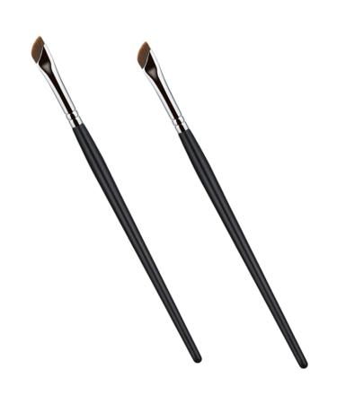 Baluue 2pcs Eyebrow Brush Flat Makeup Brush Angled Brush Angled Brow Brush Portable Eyeliner Brush Wood