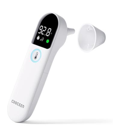 Digital Thermometer for Adults and Kids: Accurate Ear and Forehead Temperature Readings - Fever Alarm - Touchless Ideal for Babies Toddlers Infants Sensiors - Large LED Display - Home Use White