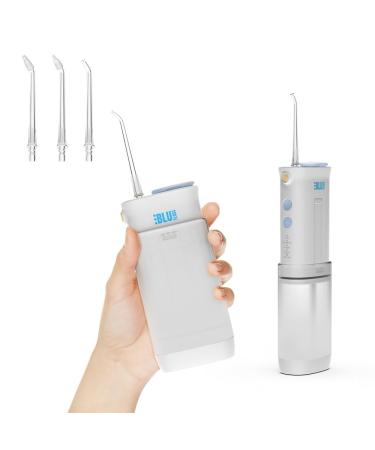 Travel Size Cordless Water Floss | Oral Irrigator with Telescopic Water Tank 3 Modes & IPX7 Waterproof Home & Travel Mini Water Floss for Teeth Braces and Bridge Care White