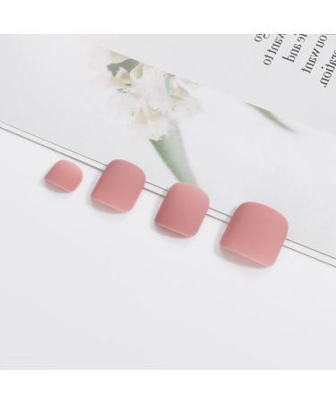 Handcess Square Matt Artificial Toenails - Short Skin Color & Pink Full Cover Nail Tips (24 Pieces) | Ideal for Women & Girls - International Shipping Available - Buy Online on GoSupps.com