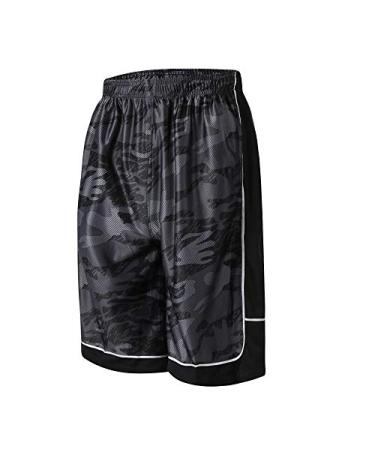 Abovewater Men's Basketball Shorts Quick-Dry Running & Gym Shorts with Drawstring & Pockets Dark Grey Large