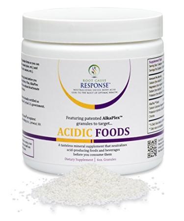 Acidic Foods - 6-oz Granules: guaranteed scientific-breakthrough AlkaPlex(R) acid reducer to neutralize acid in foods/beverages before consuming them.