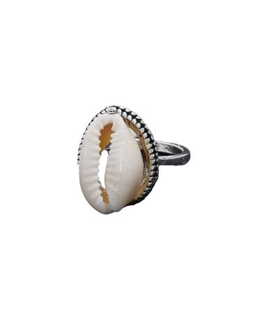 HAODUOO Cowrie Shell Finger Rings For Women Summer Beach Jewelry Handmade Beaded Ocean Seashell Rings Surf As picture