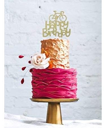 LissieLou Bicycle Style Happy Birthday Cake Topper Decoration in Gold Made in the UK - Buy Online on GoSupps.com