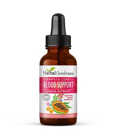 Papaya Liquid Extract Blood Support - 1oz Bottle - Papaya Leaf Extract - Healthy Platelets & Blood Stream Cleanse - Natural - Non-GMO - Herbal Goodness (Pack of 1) 1 Fl Oz (Pack of 1)