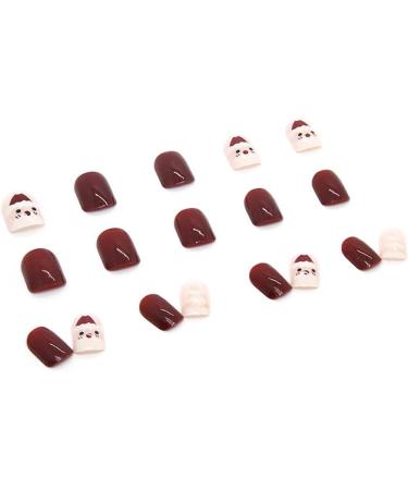 Carufin 24Pcs Christmas Tree Love Short Fake Nails Pearl Flowers Dog Rabbit Acrylic False Nails Press on Nails for Women Girls (A) - Buy Online on GoSupps.com