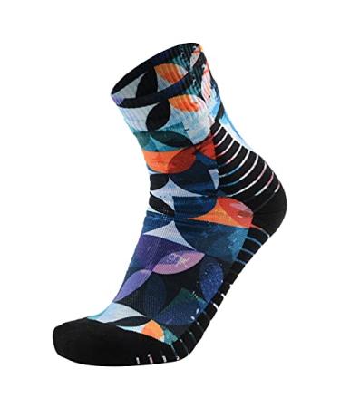 MEIKAN 100% Waterproof Socks, Unisex Digital Printing Breathable Hiking Trekking Wading Socks 1 Pairs Medium 1 Pair-multicolored 1