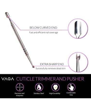 VAGA Set of 4 Professional Stainless Steel Manicure Cuticle Tools - Double Ended Pushers, Trimmers, Cutters, Scrapers - Nail Care Accessories - Buy Online on GoSupps.com