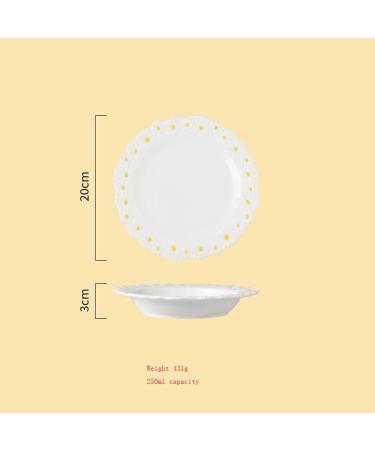 Dishes Plates Daisy Dinner Plates Salad Dinner Plates Family Kitchen Tableware Dining Room Accessories Home Dining Plate (Color : 8 inch deep Plate)