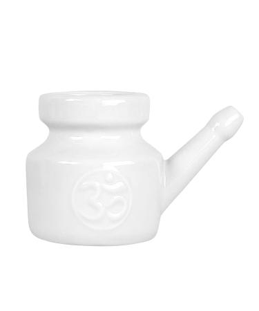 BIXUEJ 350Ml Ceramic Neti Pot Nose Cleaning Pot Leakproof Spout Pot for Nasal Rinsing Nose Washing Men Women White
