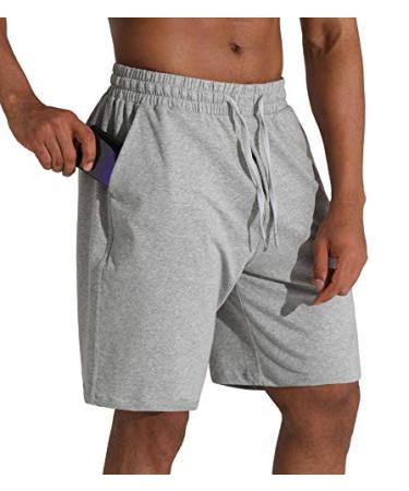 THE GYM PEOPLE Men's Lounge Shorts with Deep Pockets Loose-fit Jersey Shorts for Running,Workout,Training, Basketball 605 Grey X-Large