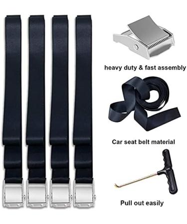 Eurmax USA Heavy Duty Trampoline Stakes Anchor Kit - Set of 4 Steel Corkscrew Shape Stakes with T Hook and Bonus Strong Belts - Buy Online on GoSupps.com