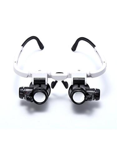 TAMOSH 8X 15x 23x Double Eye Loupe Wearing Repair Jeweler Watch Clock Magnifier Illuminated Magnifying Glass with LED Light