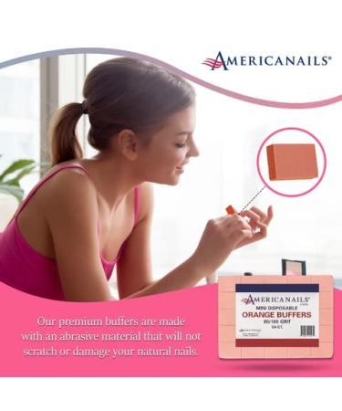 Americanails Mini Orange Buffers - Professional Salon Quality Buffing Blocks (80/100 Grit) - 50 Count - Buy Online on GoSupps.com