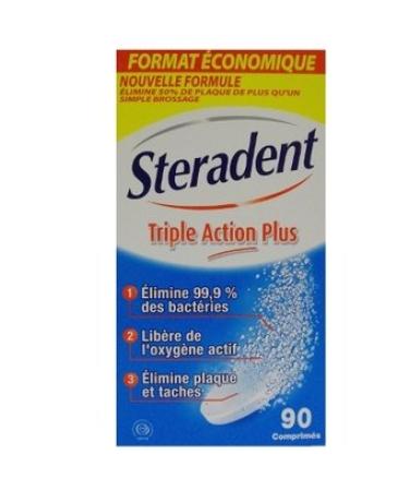 STERADENT St radent Nettoyant Triple Action - 90 comprim s