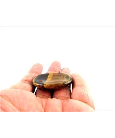 Jet International Tiger Eye Worry Stone - Handmade A++ Crystal-Free Stress Relief Tool with 40-Page Crystal Therapy Booklet - Perfect for Palm & Thumb Use - Buy Online on GoSupps.com