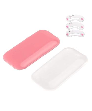 Coobbar 2pcs Reuseable Rectangle/Round Individual Eye Lashes Pads Eyelash Holder Pallet Eyelash Extension False Eyelash Holder (Clear and Pink)