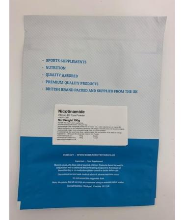  Konrad Nutrition Vitamin B3 Nicotinamide Niacinamide 100g Pure Powder - Buy Online on GoSupps.com