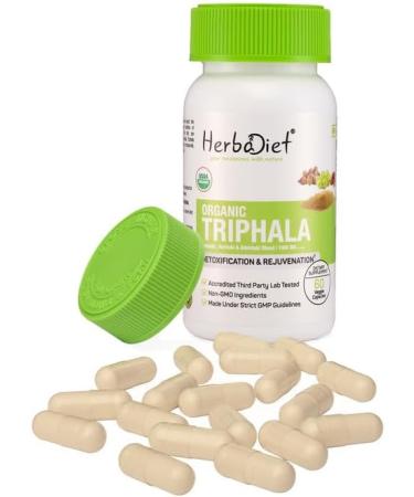 Organic Triphala Capsules | Made with Organic Amalaki Haritaki Bibhitaki Superfood | Detox Cleanse & Rejuvenation | Maintains Regularity Aids Digestion | Non-GMO (120 Capsules) - Buy Online on GoSupps.com