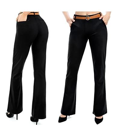 Women's Yoga Dress Pants with 4 Pockets, 29"/31"/33"/35" Black Work Pants Business Casual, Bootcut Stretch Slacks for Women 31" Inseam X-Large Black (2 Front + 2 Rear Pockets)