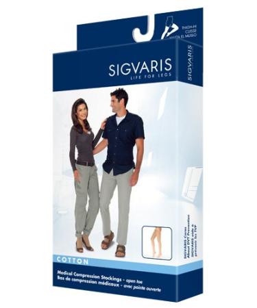 SIGVARIS Unisex COTTON 230 Open Toe Thigh High with Grip Top 20-30mmHg