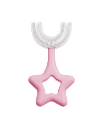 Kids U-Shaped Toothbrush Manual Training Tooth Brush Food Grade Soft Silicone Brush Head 360 Oral Teeth Cleaning Design for Toddlers and Children (C)