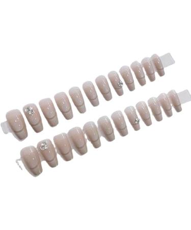 MENILITHS 24Pcs/Set Press On Nails French Style Long Ballet with Rhinestones False Nails Acrylic Fake Nails Full Cover Nails Tips Artificial Finger Manicure Press on nails for Women and Girls - Buy Online on GoSupps.com