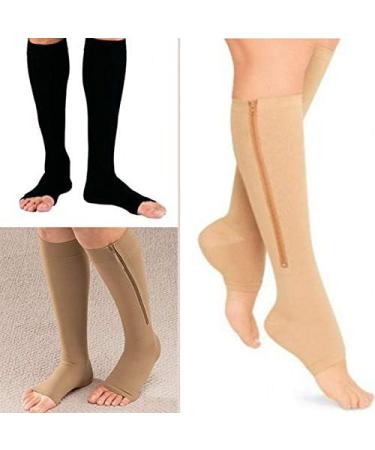 Buy Women s Zip Compression Toe Socks - Open Toe Slim Stockings for Leg Support | Black Size M - Buy Online on GoSupps.com